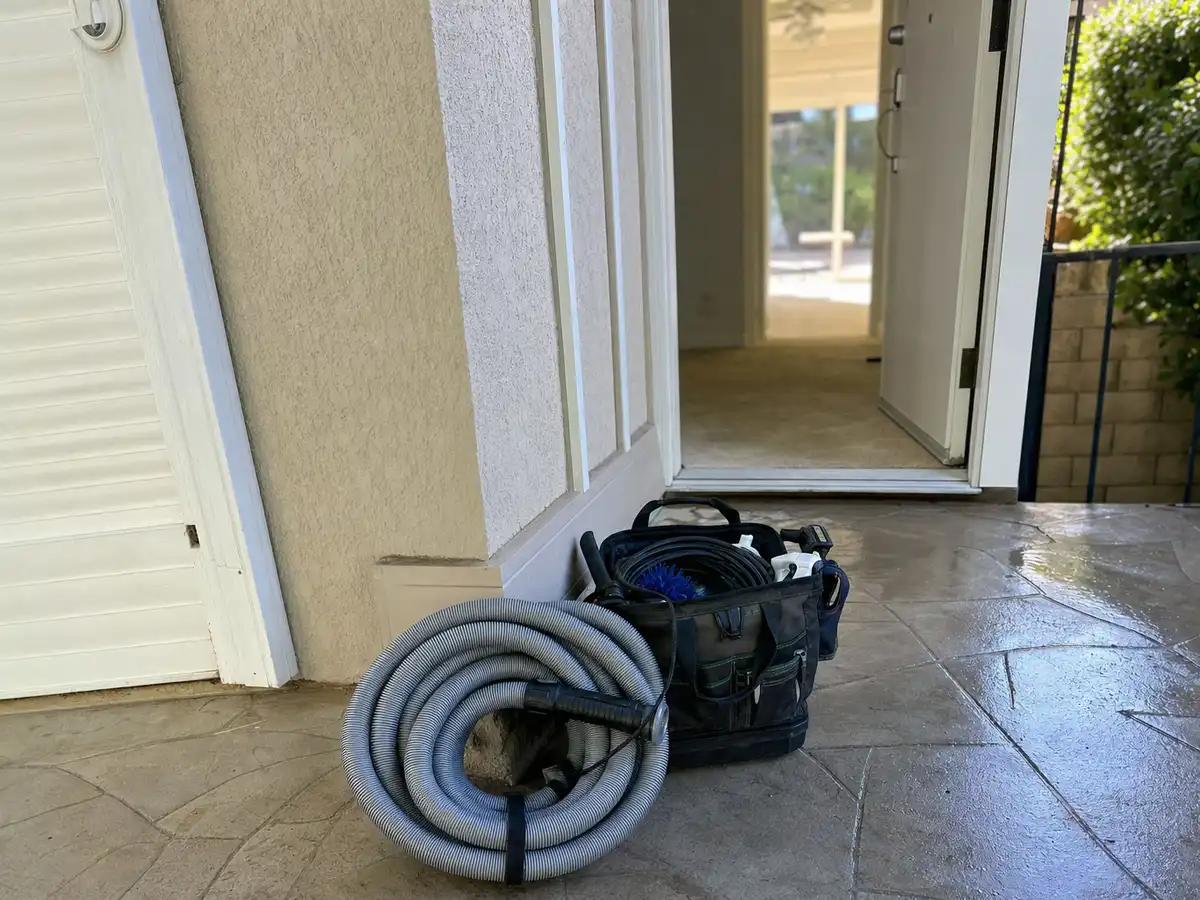 Freshly cleaned carpet with the furniture back in place — completed job in Burbank, CA