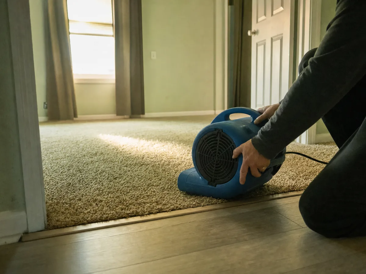 carpet cleaning technician on the job in Burbank, CA